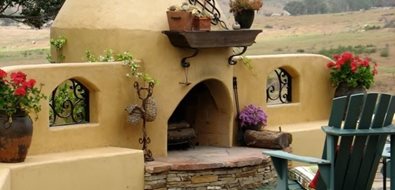 adobe outdoor fireplace