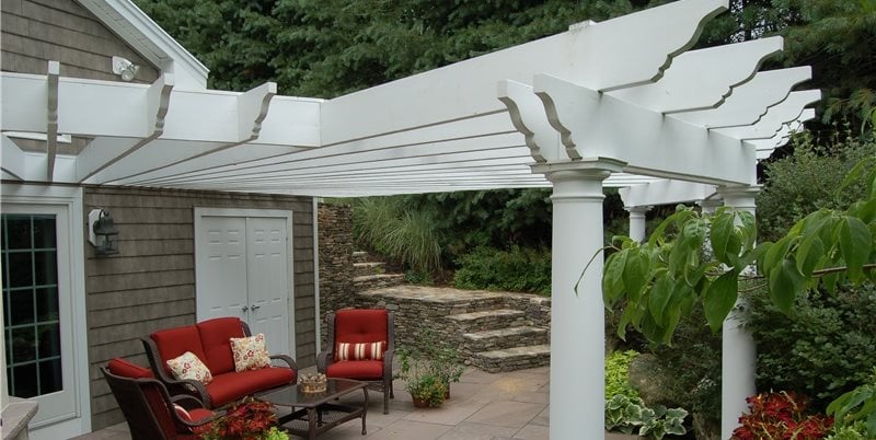 Attached White Patio Cover
Pergola and Patio Cover
Fieldstone Design
Leominster, MA