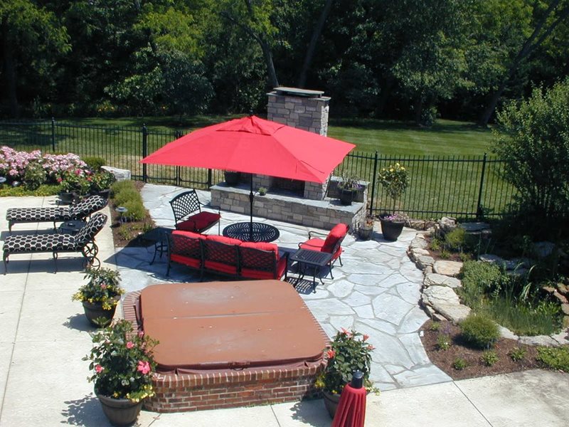 Backyard Living, Spa Surround, Stone Fireplace
Backyard Landscaping
Landscape Concepts
St. Louis, MO