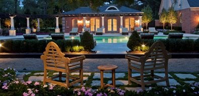 Brick Pool House, Roman Columns, Night Lighting
Lighting
Zaremba and Company Landscape
Clarkston, MI
