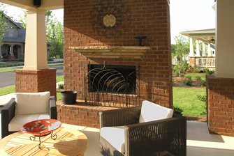 Red Brick Outdoor Fireplace