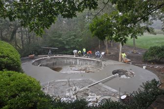concrete deck, pouring, aggregate