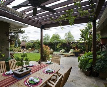 Outdoor Dining atop a Tile Rug