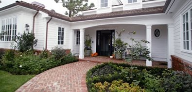 Curved walkway red brick