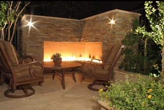 Modern Stone Outdoor Fireplace