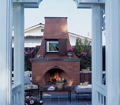 outdoor fireplace mantle