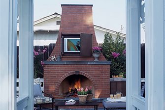 Brick Backyard Fireplace