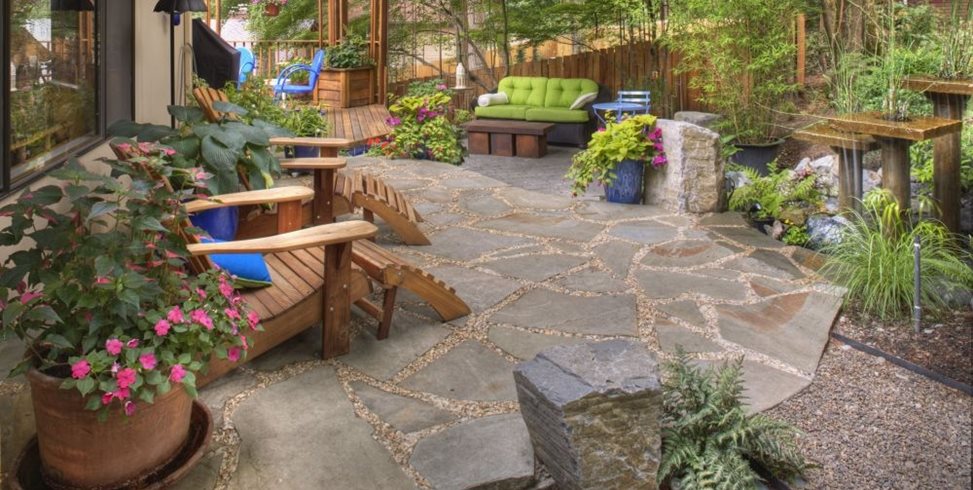 Rustic Garden, Container Plantings, Garden Decor, Adirondack Chairs, Flagstone, Water Feature
Driveway
Gregg and Ellis Landscape Designs
Portland, OR