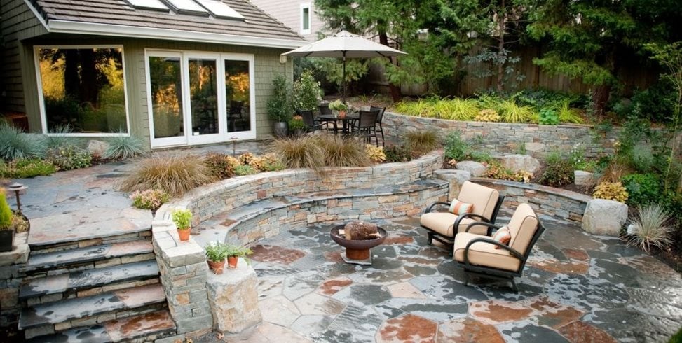 Rustic, Patio, Stone, Outdoor Living, Walls, Steps, Fire Pit
Gregg and Ellis Landscape Designs
Portland, OR