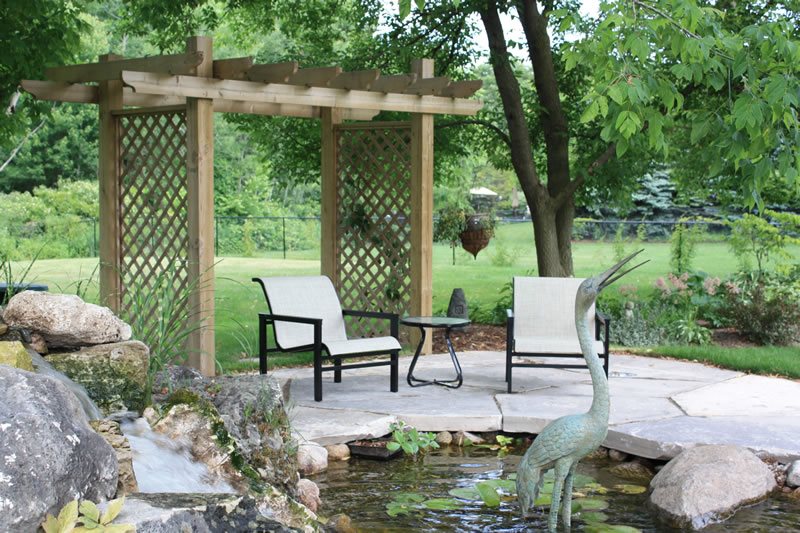 Small Lattice Pergola, Pond Patio
Pond and Waterfall
LADS-Landview Architectural Design Sequences
Burlington, ON
