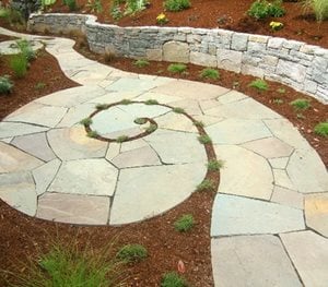 Spiraling Bluestone Walkway
Beautiful Bones & Purple Stones Landscape Design
Portland, OR