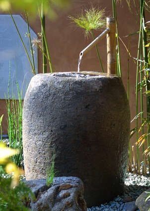 Stone, Basin, Fountain, Bamboo