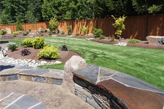 seat wall with stone veneer