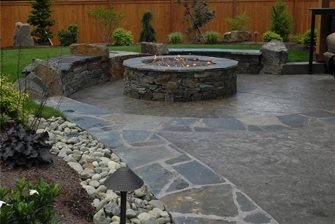concrete with flagstone borders
