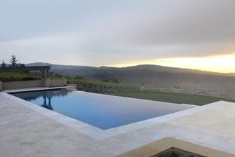 Infinity edge pool with speakers